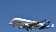 An Airbus 'BelugaXL' aircraft comes into land at Toulouse-Blagnac on July 19, 2018, after its maiden test flight of some four hours. (AFP / ERIC CABANIS)