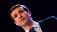Spanish lawmaker Pablo Casado delivers a speech after being chosen as the next leader of Spain's Popular Party (PP) at the end of a party meeting in Madrid on July 21, 2018.  AFP / Pierre-Philippe Marcou