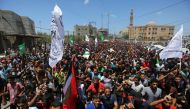 Funeral ceremony of the Palestinian youths' Majdi as-Satari and Mumin Fethi al-Hams who were killed by Israeli soldiers during 