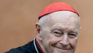 In this file photo taken on March 11, 2013, US Cardinal Theodore Edgar McCarrick arrives for a meeting on the eve of the start of a conclave at the Vatican. AFP / Johannes Eisele


