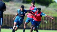 Qatar U-19 players during a training session in Valencia, ahead of their opening game against the hosts. 