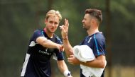 England's Stuart Broad and James Anderson during nets. (Reuters/Andrew Boyers)