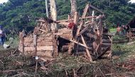 A destroyed structure is seen at the site of an explosion at Barangay Maganda on the outskirts of Lamitan city on the southern island of Mindanao on July 31, 2018. (AFP / Richard FALCATAN)