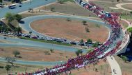 Thousands of Brazil's former President Luiz Inacio Lula da Silva's supporters walk during the Free Lula March in Brasilia, Brazil, August 14, 2018. Reuters/Ueslei Marcelino 