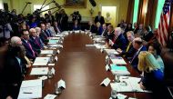 U.S. President Donald Trump addresses members of his cabinet and the news media as he holds a cabinet meeting at the White House in Washington, U.S., August 16, 2018. Reuters/Kevin Lamarque