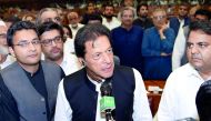 Imran Khan (C), chairman of Pakistan Tehreek-e-Insaf (PTI) political party speaks after he was elected as Prime Minister at the National Assembly (Lower House of Parliament) in Islamabad, Pakistan August 17, 2018. National Assembly Handout via Reuters