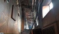 The interior of a hot springs hotel which caught fire early in the morning is pictured in Harbin, Heilongjiang province, China August 25, 2018. Xie Peihua/CNS via REUTERS