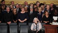 Roberta McCain, mother of the late US Senator John McCain, waits for the arrival of her son's casket during a ceremony inside the Rotunda of the U.S. Capitol, August 31, 2018 in Washington, DC.  Drew Angerer/Getty Images/AFP