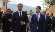 Serbian President Aleksandar Vucic visits the Gazivode Dam near the village of Gazivode, Kosovo, September 8, 2018. REUTERS/Hazir Reka