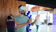 NU-Q student Omer Alaoui experiments with the MIL’s new Oculus Go VR headset.