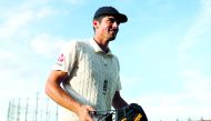 England's Alastair Cook leaves the pitch at the end of play. Reuters/Paul Childs 
