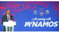 Delhi Dynamos’ owner Dr Anil Sharma speaks at a dinner co-hosted by Aspire Academy at Torch Hotel in Doha. 