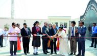 Gope Shahani, Chairman (Acting), with A P Sharma, Principal, and Shirly Rappai, Sr Vice Principal, inaugurating the new sporting facility at  the main campus in Abu Hamour.
