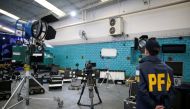 Seized film equipment is shown after police dismantled a criminal band accused of selling millions of dollars of equipment stolen from Hollywood studios, in Buenos Aires, Argentina September 14, 2018. Reuters/Agustin Marcarian