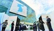 South and North Korean officials attend an opening ceremony of a joint liaison office in Kaesong, North Korea, on September 14, 2018. AFP 