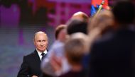 Russian President Vladimir Putin attend the Mayor's inauguration ceremony in Moscow on Setember 18, 2018. / AFP / SPUTNIK / Alexey FILIPPOV