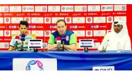 Al Duhail coach Nabil Maaloul (right) during a pre-match press conference in Doha. 
