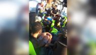 Lebanon's navy rescuing dozens of people, including Syrians, from a sinking boat off the country's northern coastal town of Sheikh Zinad, in the Akkar province.  AFP / Lebanese Army Website / ANWAR AMRO
