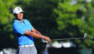 Tiger Woods of the United States reacts on the 16th hole during the third round of the Tour Championship at East Lake Golf Club in Atlanta, Georgia on Saturday.