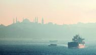 Vessels go on Bosphorus during foggy weather in Istanbul, Turkey on September 24, 2018. (?ebnem Co?kun/Anadolu Agency)
