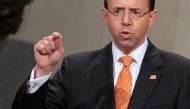 (FILES) In this file photo taken on September 18, 2018 US Deputy Attorney General Rod Rosenstein speaks during the Second Annual Attorney General's Award for Distinguished Service in Policing at the Department of Justice in Washington, DC. AFP / SAUL LOEB