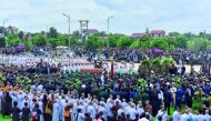 People attend the funeral service of Vietnam's president Tran Dai Quang in his hometown Ninh Binh province on September 27, 2018. Quang died on September 21 at age 61 after a prolonged illness that officials described only as a 