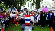 Supporters of US Supreme Court nominee Brett Kavanaugh rally before a hearing where Christine Blasey Ford will testify about an accusation that Kavanaugh had sexually assaulted her in 1982 on Capitol Hill in Washington, September 27, 2018. Reuters/Joshua 