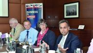 British Ambassador to the State of Qatar, Ajay Sharma (right), with the visiting delegation from the Food and Drink division of the Welsh Government.