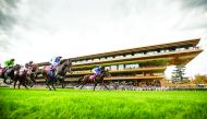 Action from one of the races at the Qatar Prix de l’Arc de Triomphe in Paris yesterday.