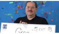 Montreal Lotto 6/49 winner Gregorio De Santis attributes his good fortune to his sister, who suggested he go through his closets to donate clothes. (Loto-Quèbec) 	