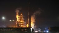 Smoke is seen following an explosion at the oil refinery in Brod, Bosnia and Herzegovina early October 10, 2018. REUTERS/Dado Ruvic