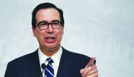 In this file photo taken on July 22, 2018, US Secretary of the Treasury Steven Mnuchin speaks during a press conference in Buenos Aires at the end of the G20 Finance Ministers and Central Bank Governors meeting.  AFP / Eitan Abramovich

