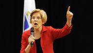 US Senator Elizabeth Warren (D-MA) addresses a town hall meeting in Roxbury, Massachusetts, October 13, 2018. / AFP / Joseph PREZIOSO