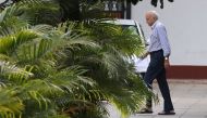FILE PHOTO: India's Minister of State for External Affairs Mobashar Jawed Akbar walks inside his residence in New Delhi, India, October 14, 2018. Reuters/Anushree Fadnavis/File Photo