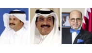 Sheikh Fahad bin Mohammad bin Jabor Al Thani (left), Chairman of the Board of Directors of Doha Bank; Sheikh Abdul Rehman bin Mohammad bin Jabor Al Thani (centre), Managing Director of Doha Bank; and the bank’s CEO Dr R Seetharaman.