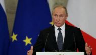 Russian President Vladimir Putin speaks during a joint news conference with Italian Prime Minister Giuseppe Conte following their talks at the Kremlin in Moscow, Russia October 24, 2018. Sergei Chirikov/Pool via REUTERS