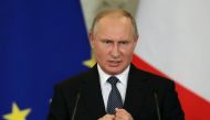 Russian President Vladimir Putin speaks during a joint news conference with Italian Prime Minister Giuseppe Conte following their talks at the Kremlin in Moscow, Russia October 24, 2018. Sergei Chirikov/Pool via REUTERS
