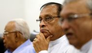 Karu Jayasuriya, Speaker of the Parliament of Sri Lanka, looks on during a party leaders and members meeting at the parliament in Colombo, Sri Lanka November 2, 2018. Reuters/Dinuka Liyanawatte