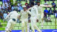Zimbabwe cricketers celebrate after winning the match on the fourth day of the first Test cricket match between Bangladesh and Zimbabwe in Sylhet on November 6, 2018. AFP / Munir Uz Zaman
