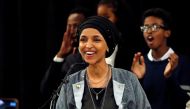 Democratic congressional candidate Ilhan Omar reacts after appearing at her midterm election night party in Minneapolis, Minnesota, U.S. November 6, 2018. REUTERS/Eric Miller