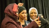 Ilhan Omar, newly elected to the U.S. House of Representatives on the Democratic ticket, celebrates with her supporters after her Congressional 5th District primary victory in Minneapolis, Minnesota on November 6, 2018.  AFP / Kerem Yucel  

 