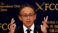 Okinawa Governor Denny Tamaki attends a news conference at at the Foreign Correspondents' Club of Japan in Tokyo, Japan November 9, 2018. REUTERS/Issei Kato
