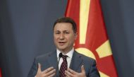 Nikola Gruevski speaks during a news conference with Hungary Prime Minister Viktor Orban in Budapest, November 20, 2015. Reuters