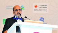 Dr R Seetharaman, CEO of Doha Bank, delivering the keynote speech at the opening session of Conference on Information Security for the Financial Sector, yesterday. PIC: Salim Matramkot / The Peninsula