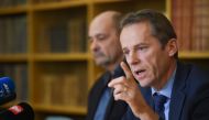 Public prosecutor of Besancon Etienne Manteaux (R), and French gendarme, commanding officer Regis Millet give a presse conference at Besancon's courthouse on November 19, 2018, regarding the disappearance in 2016 of Japanese student, Narumi Kurosaki. / AF
