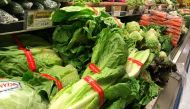 Romaine lettuce is displayed at a grocery store in San Anselmo, California in this file photo taken on May 2, 2018.  AFP/Getty Images North America / Justin Sullivan 