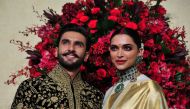 Bollywood actors Ranveer Singh and Deepika Padukone pose during a photo-op at their wedding reception in Bengaluru, India, November 21, 2018. REUTERS/Stringer
 