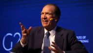 File photo of David Malpass, Under Secretary for International Affairs at the US Department of the Treasury, gestures during the 2018 G20 Conference entitled 