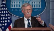US National Security Advisor John Bolton speaks at a press briefing at the White House in Washington, DC, on November 27, 2018. / AFP / NICHOLAS KAMM 