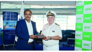 GWC Senior Director of Freight Forwarding, Bobby George, handing the crest to MSC Lirica Captain Raffaele Ponti. 